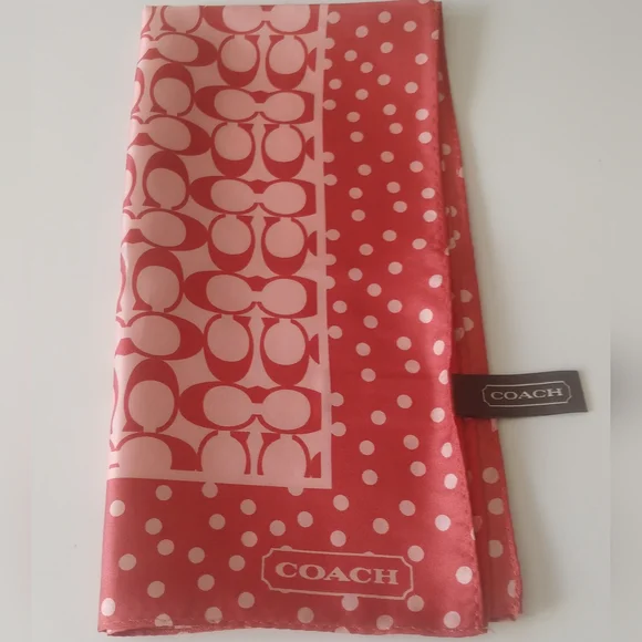 Coach Rust and Pink Patterned Scarf - Picture 2 of 9